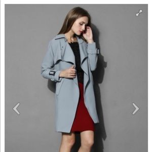 Chicwish belted trench coat in grey